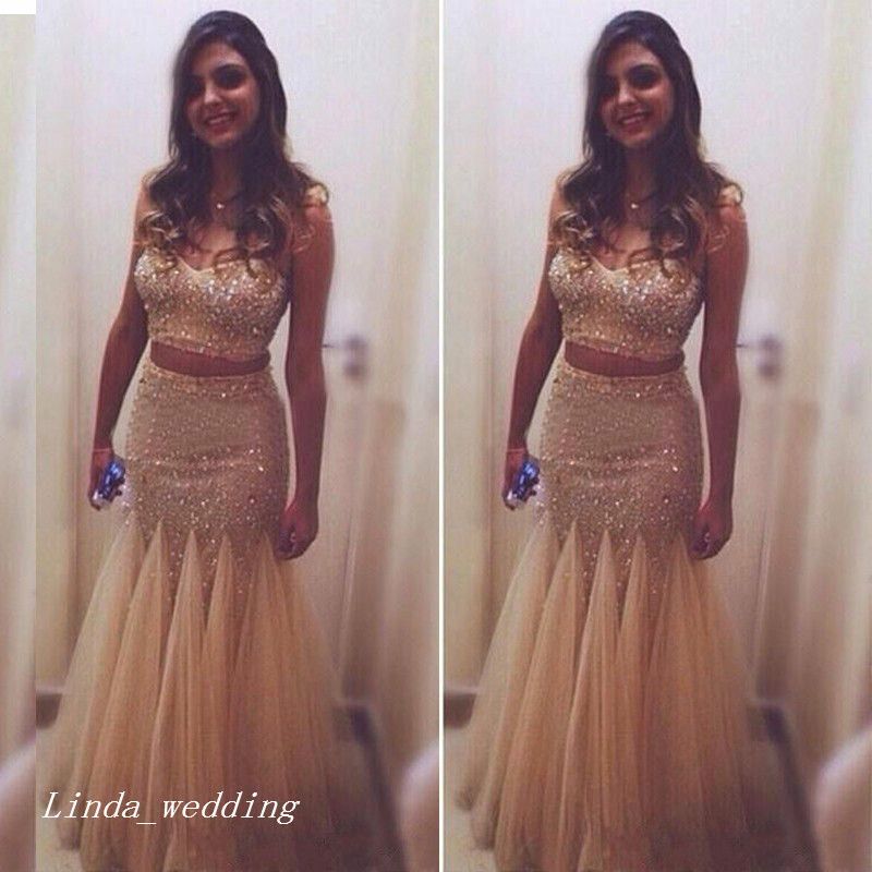 champagne colour evening dress