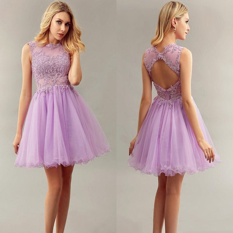 purple short bridesmaid dress