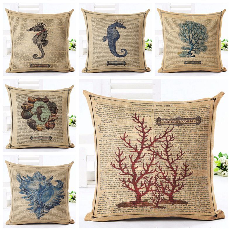 Acquista Fodera Cuscino Da Marinaio Vintage Shabby Chic Corallo Federa Divano Chaise Sea Sea Shell Almofada Decorativo Lino Cojin A 2 51 Dal Sunrise5795 Dhgate Com