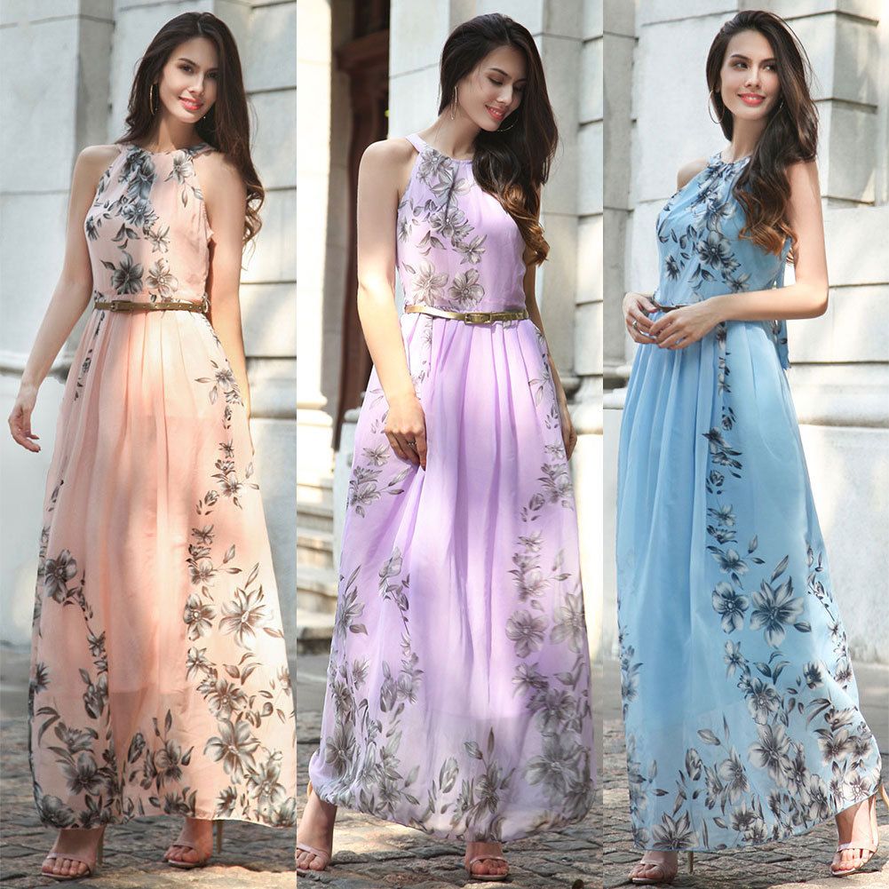 chiffon halter maxi dress
