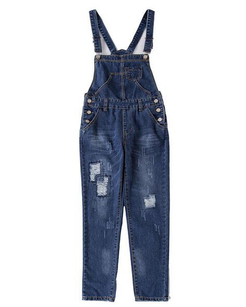 Acquistare Moda Donna Solid Denim Jeans Bretelle Hole Tuta Jeans Capris  Giovani Ragazze Slim Matita Pantaloni Stile Cowboy J657 Economico |  Consegna Veloce E Qualità | It.Dhgate