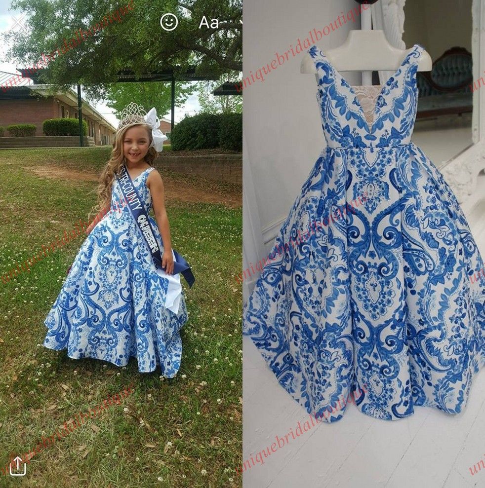 Toddler Infant Little Girls Kid Beauty Pageant Dresses 2019 Blue