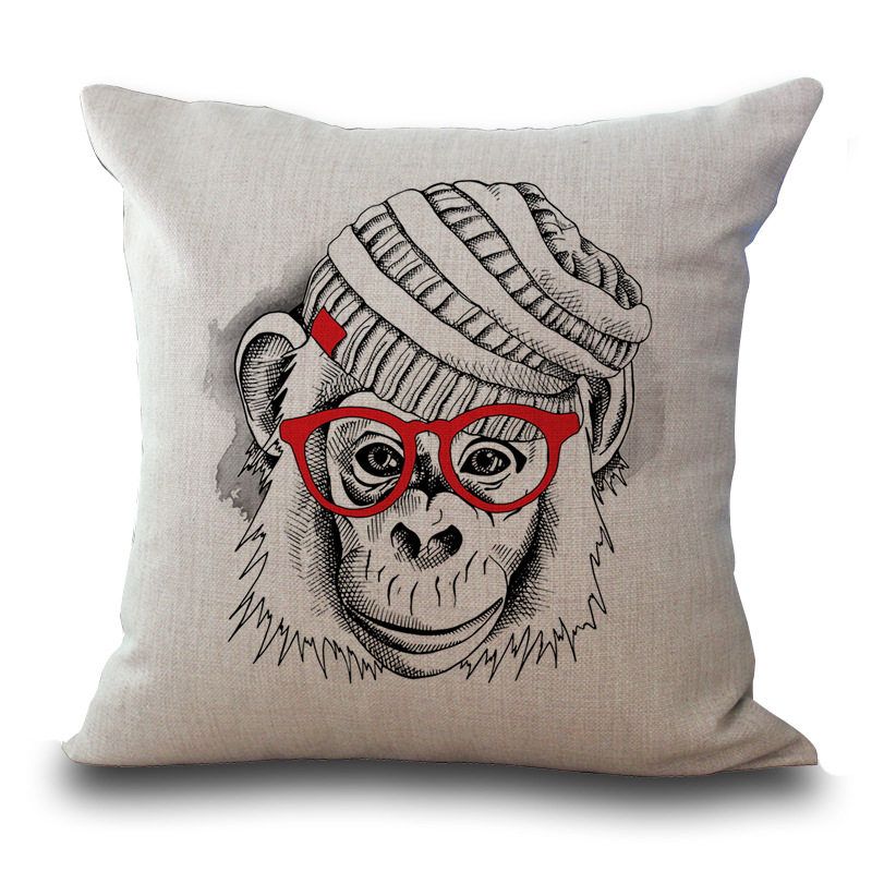 Sketching Animal Monkey Frog Prince Pirate Dog Throw Pillow Cases