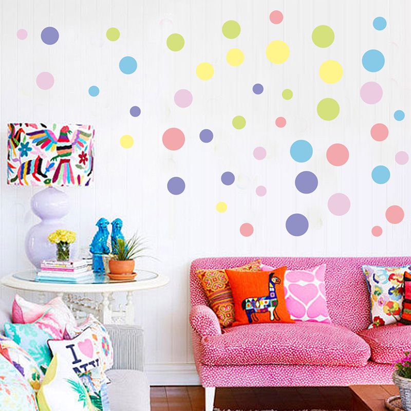 Colorful Round Circle Polka Dot Wall Stickers Cabinet Living Room Baby S Room Wall Mural Poster Art Decorative Wall Graphic Wallpaper Decals