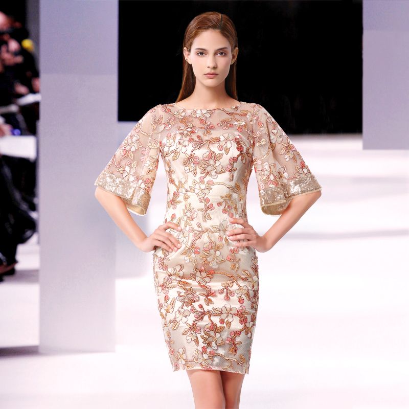 floral embroidered evening dress