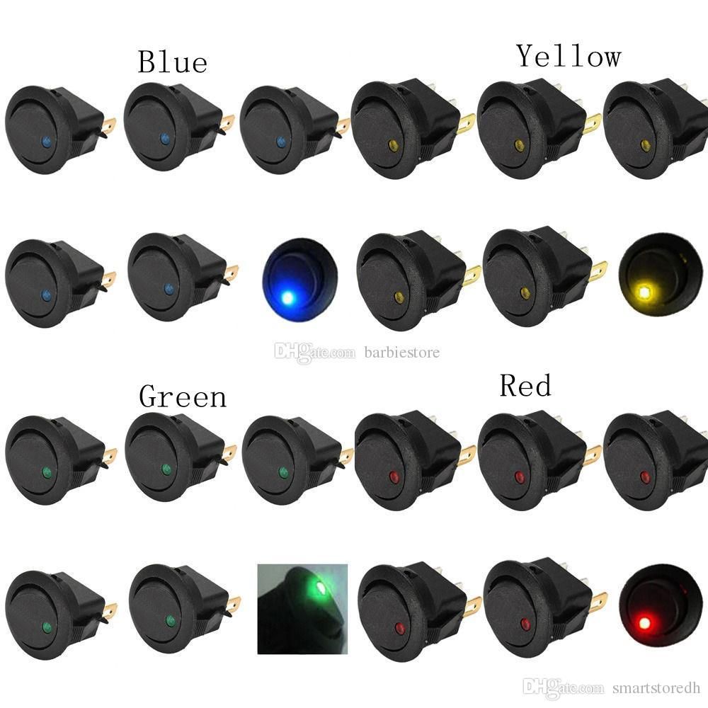 5PCS DC 12V Car Dot Auto Boat Round Rocker Red LED Light SPST Switch ON-OFF 