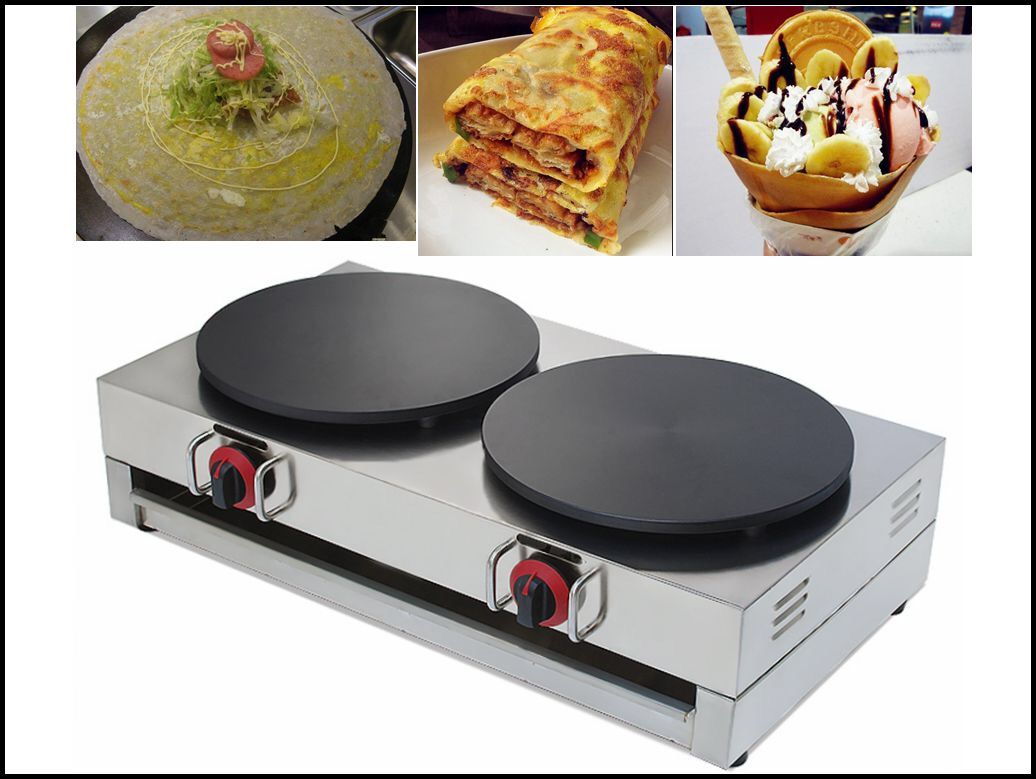 2021 Gas Commercial Crepe Maker Double Head Crepe Machine Gas Pancake