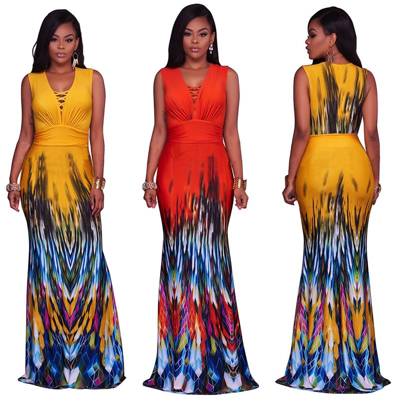 Summer New Women Bohemian Dress Boho Style Fashion Floral Print