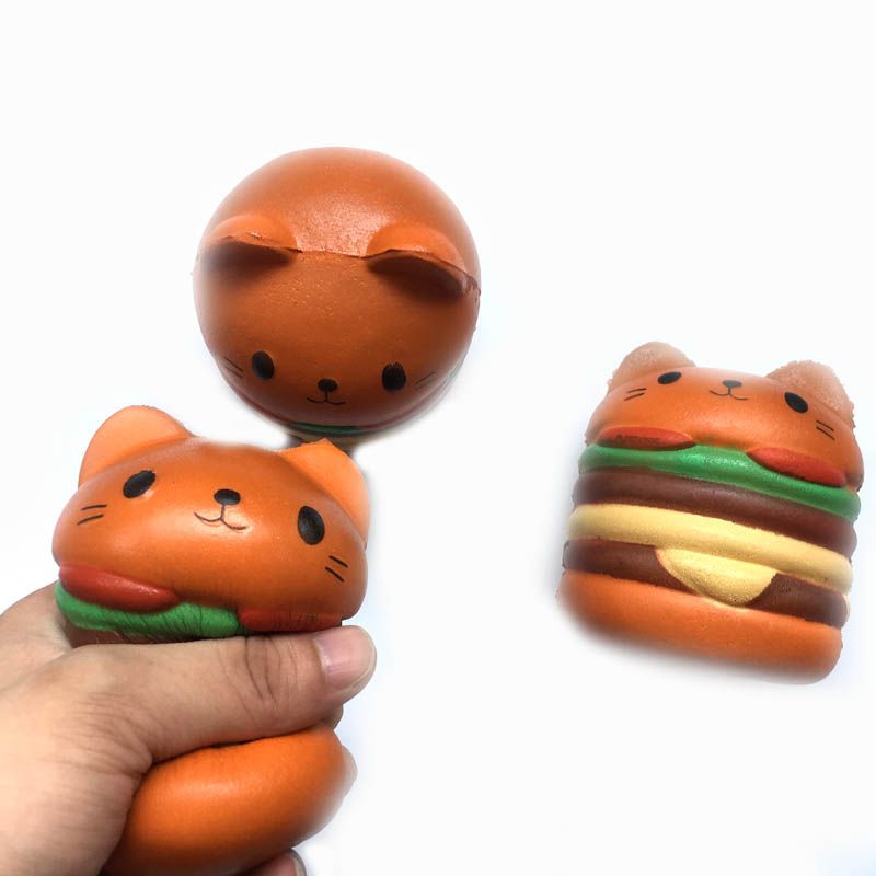 3D Burger Squishys Stress Relief Toy, Hamburger, descompressão, Squeeze Ball