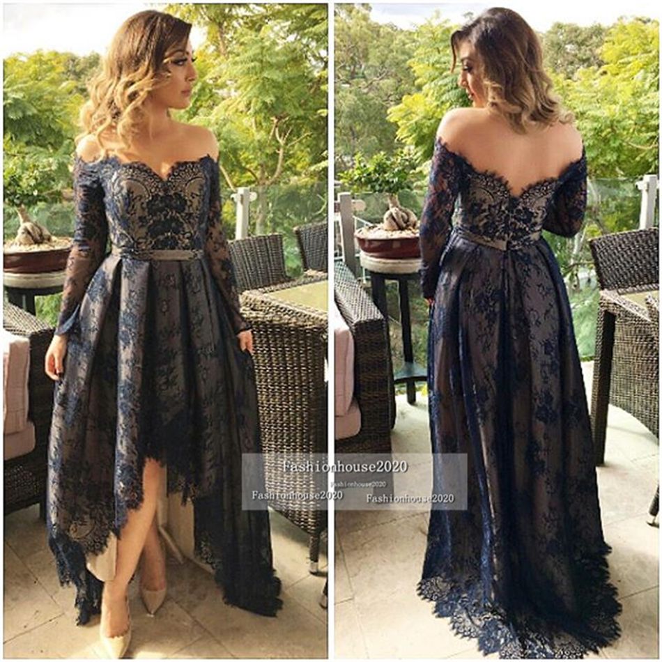 black and silver high low dress