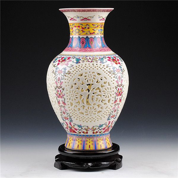 Compre Antigo Palacio De Estilo Chines Restaurar Antigas Formas Jingdezhen Oco Branco Vaso De Ceramica Para Vasos De Decoracao De Flores Artificiais De Txbiao 355 53 Pt Dhgate Com