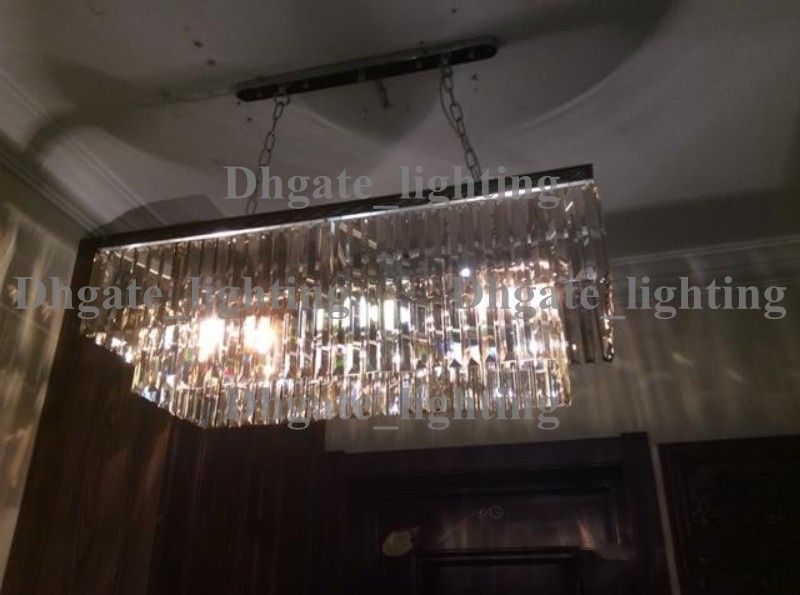 Replica Item Industrial Length 125cm 1920s Odeon Clear Glass Fringe Replica Item Industrial Length 125cm 1920s Odeon Clear Glass Fringe Rectangular Chandelier Vintage K9 Re Crystal