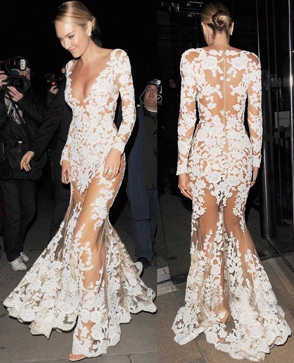 white lace full length dress