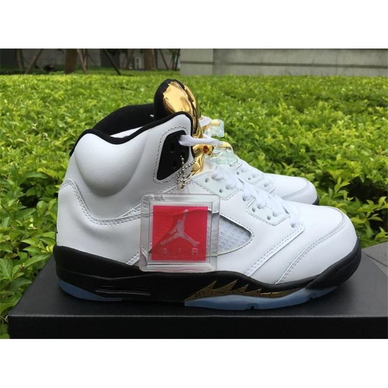 retro 5 white and gold