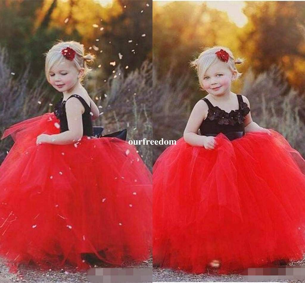 red and black flower girl dresses