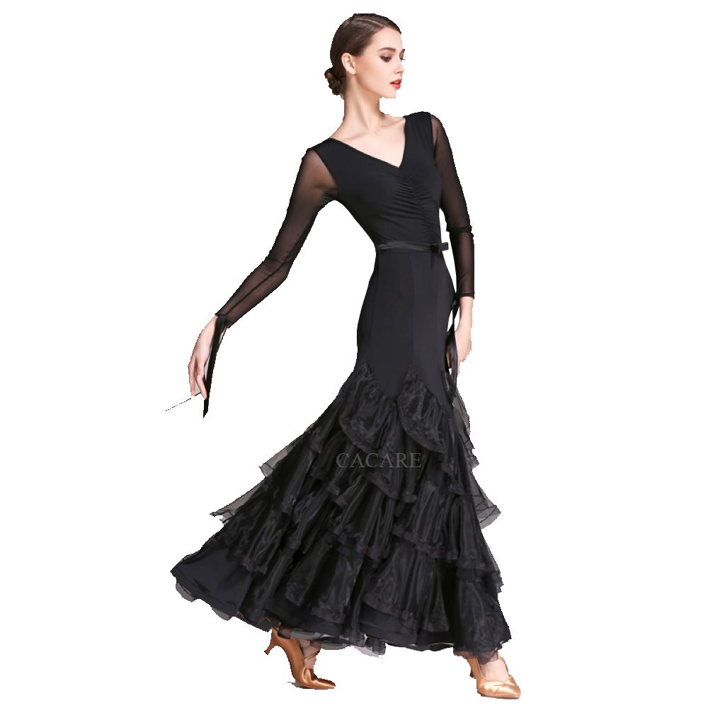 2019 Ballroom Dance Dresses For Women Waltz Long Sleeve Women Dresses For Ballroom Dancing Tango Waltz Ballroom Dance Competition Dresses Cadb034 From