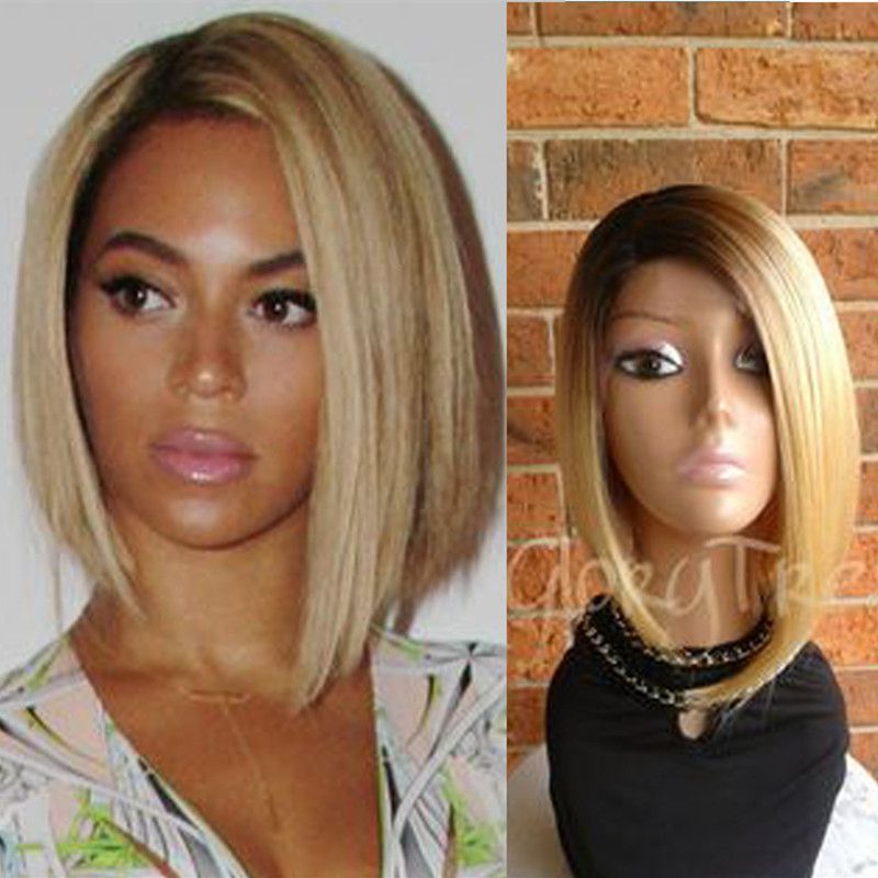 High Quality Short Bob Blonde Wig Dark Roots 1bt 613 Ombre Synthetic Lace Front Wig With Baby Hair For Black Women Canada 2019 From Sexyladyhair Cad