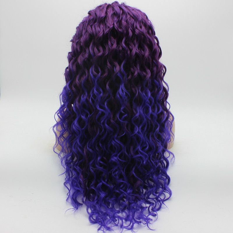 Iwona Hair Curly Long Purple Root Light Purple Ombre Wig 18 3700