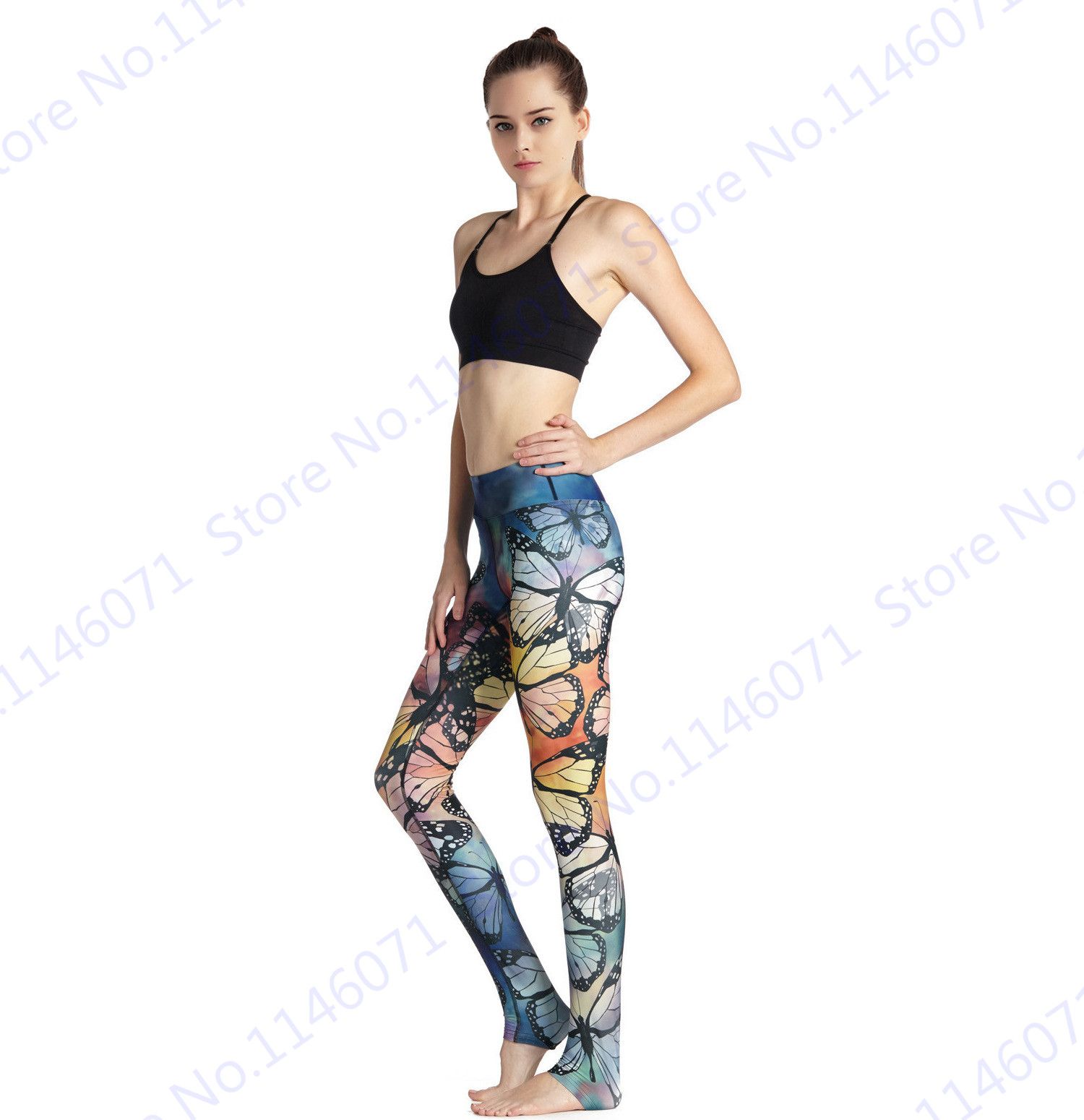 Colorful Butterflies Yoga Pants Retro 