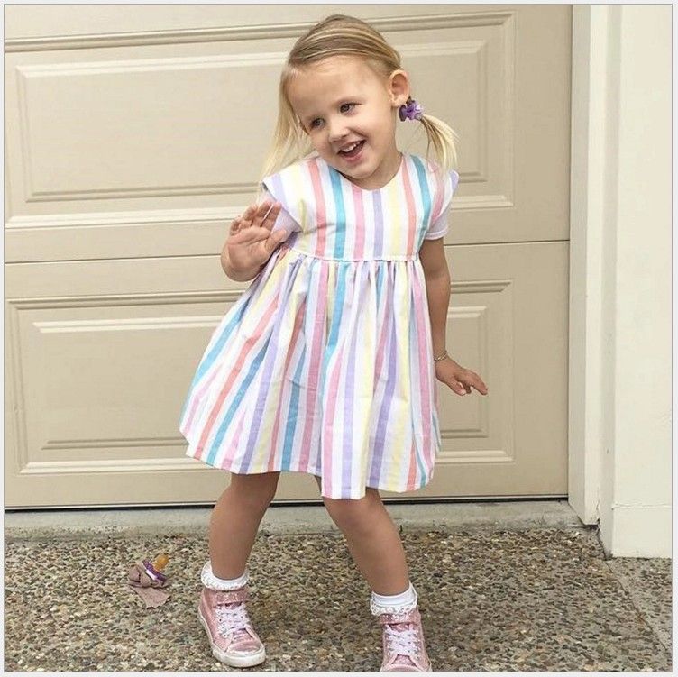 girls rainbow stripe dress