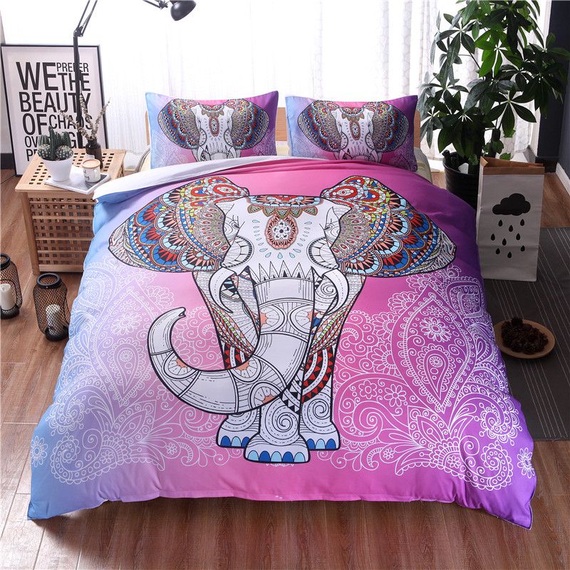 pink and grey elephant bedding
