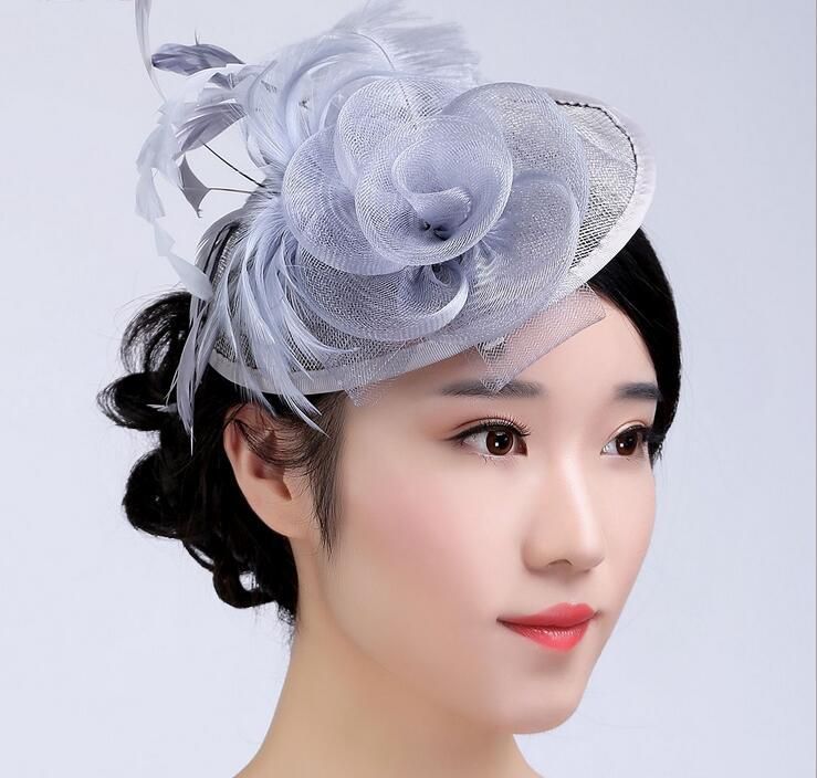 Ostrich Hair Color Lady Hat Creative Design Hat Female Bridal Hats