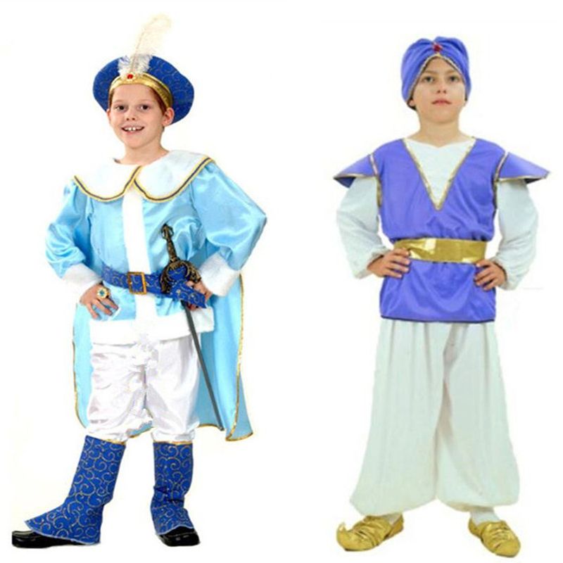 2018 Nuevos Niños Indio Príncipe Árabe Aladdin Príncipe Cosplay Disfraces de Halloween Vestido de