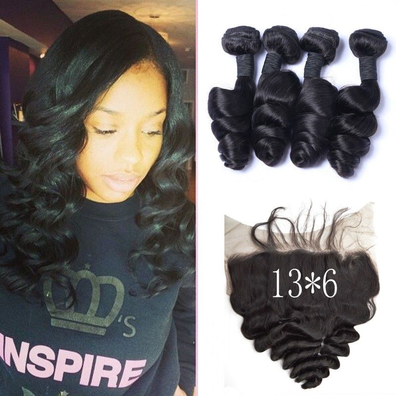 13 6 Inch Full Lace Frontal Closure With 4 Bundles Indian Virgin