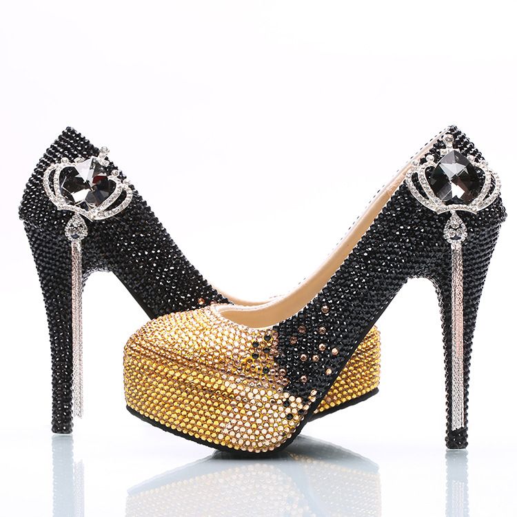 gold tassel heels