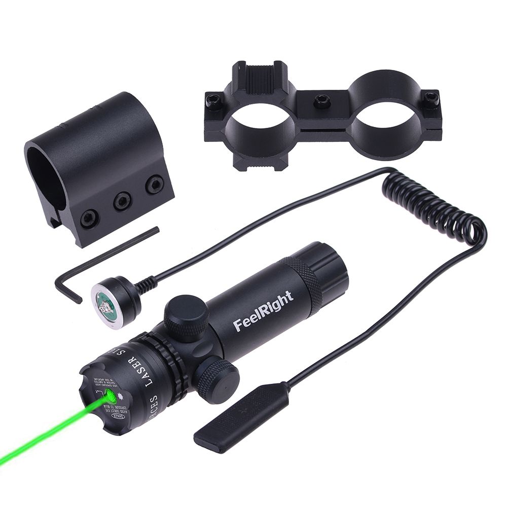 Green Dot Laser Sight Rifle Gun Scope w/ Rail & Barrel Mount Cap Pressure Switch 