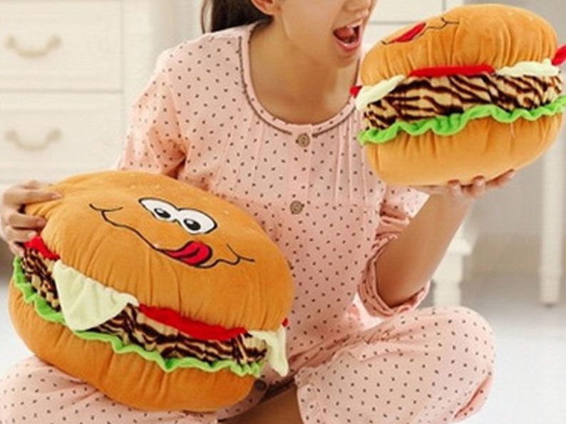 plush hamburger pillow