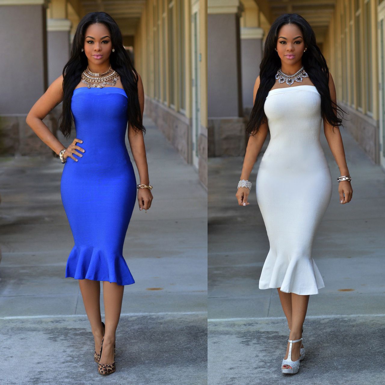 royal blue and white outfits for ladies