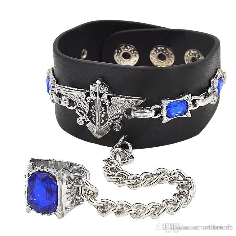 Anime Black Butler Kuroshitsuji Sapphire Ring Bracelet Bangle Cosplay Jewelry 