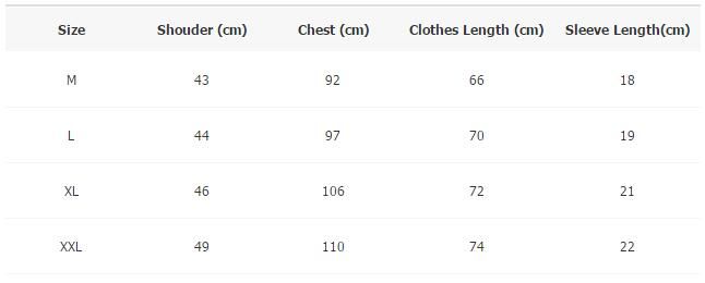 Undefeated Tee Size Chart