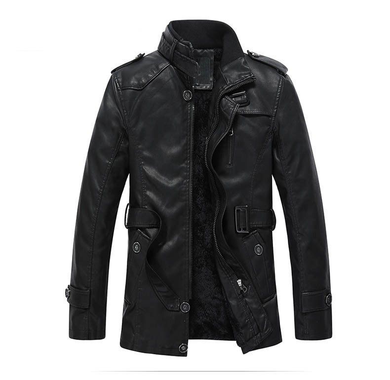 Compre Chaqueta De Cuero Larga De Los Hombres De Invierno Chaqueta De Cuero  Larga De La Marca Abrigo De Piel De Gamuza Chaqueta De Bombardero Informal  Hombres Militares Abrigo Básico A 43,35