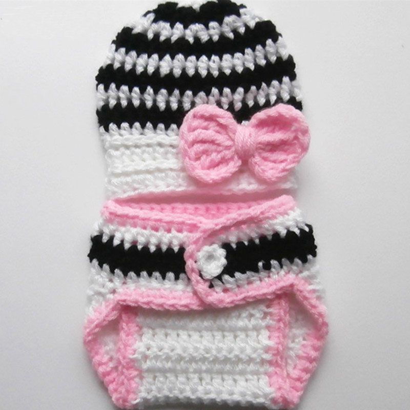 Blanc Crochet Nœud Fait Main Crochet Bébé Fille Bonnet bébé Rose 