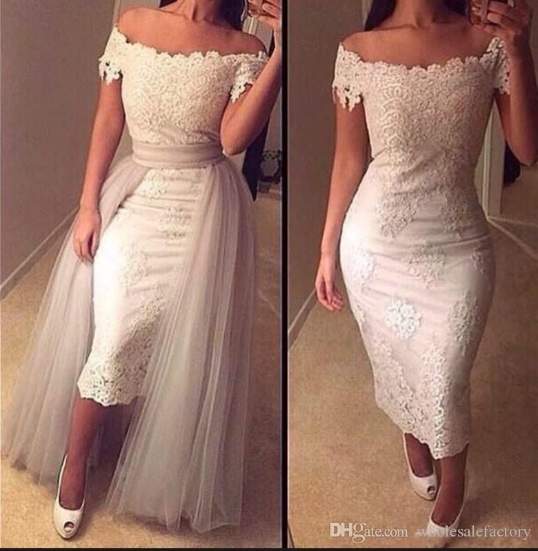 off the shoulder white cocktail dress