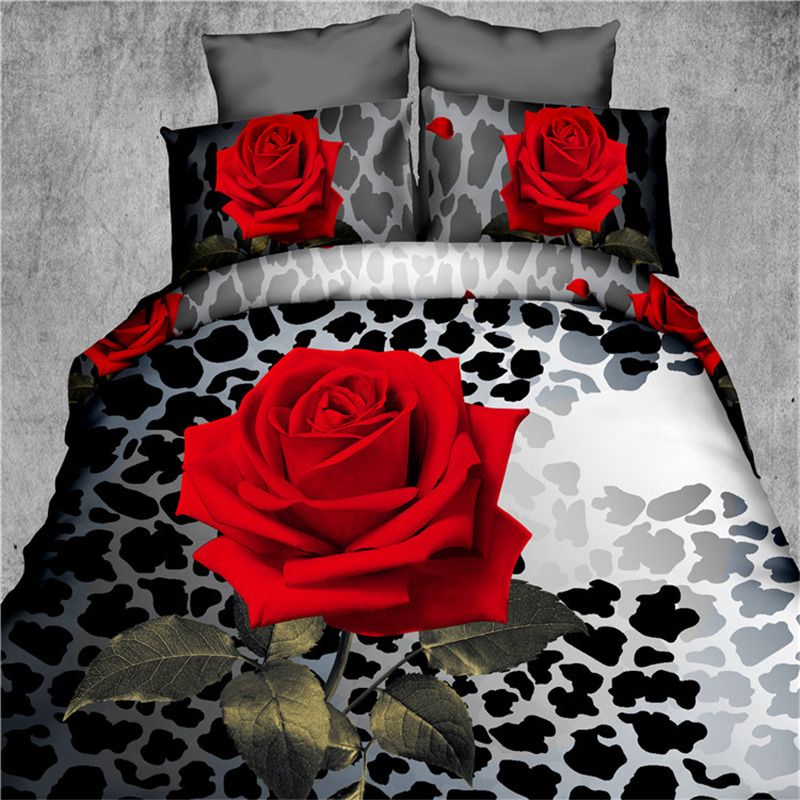 Promotion Y Red Rose Leopard Print Egyptian Cotton Bedding Queen King Super Duvet Cover Flat Sheet Comforter Set 4 Home Textile From Internetenvoy 65 35 Dhgate Com Y Red Rose Leopard Print Egyptian, Leopard Print Super King Size Bedding