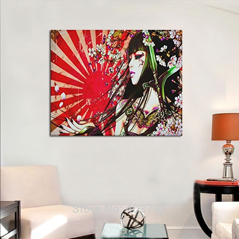 2019 Japanese Geisha Girl Custom Canvas Print Wall Art Painting 20x16inch Modern Home Decor Wall Room Office Oil Paintings From Paintingart2017 22 8