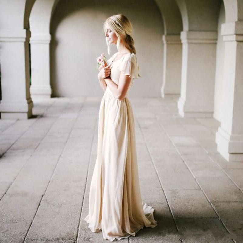 simple champagne wedding dress
