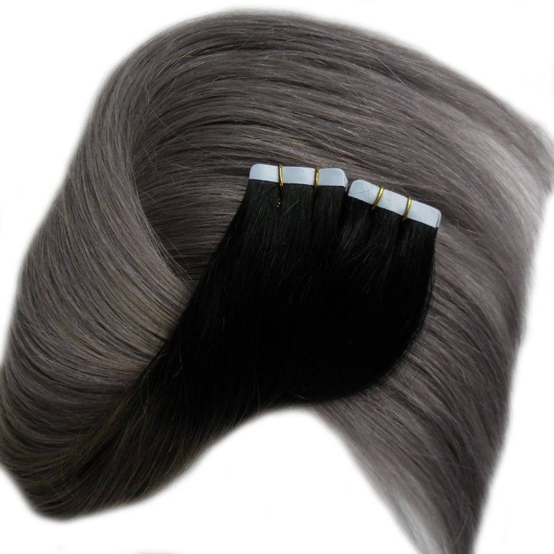 Ombre Straight Human Hair 1b Grey Grey Virgin Hair Silver Color