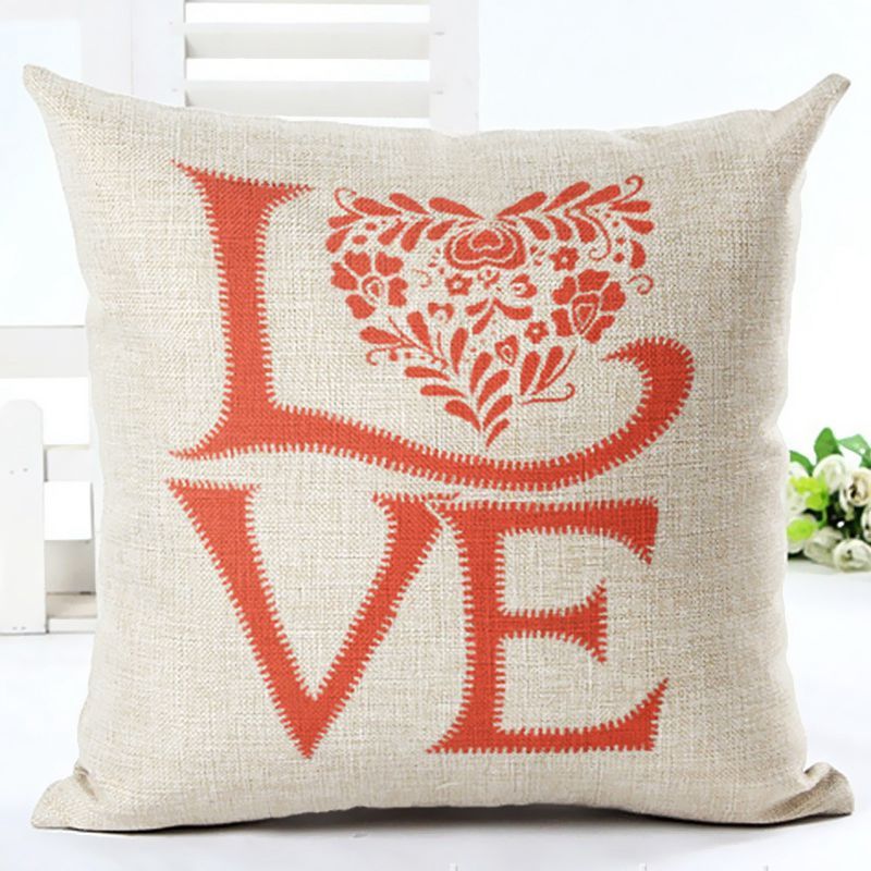 Vintage Letters Cushion Cover Love Quote Couch Sofa Throw Pillow Case