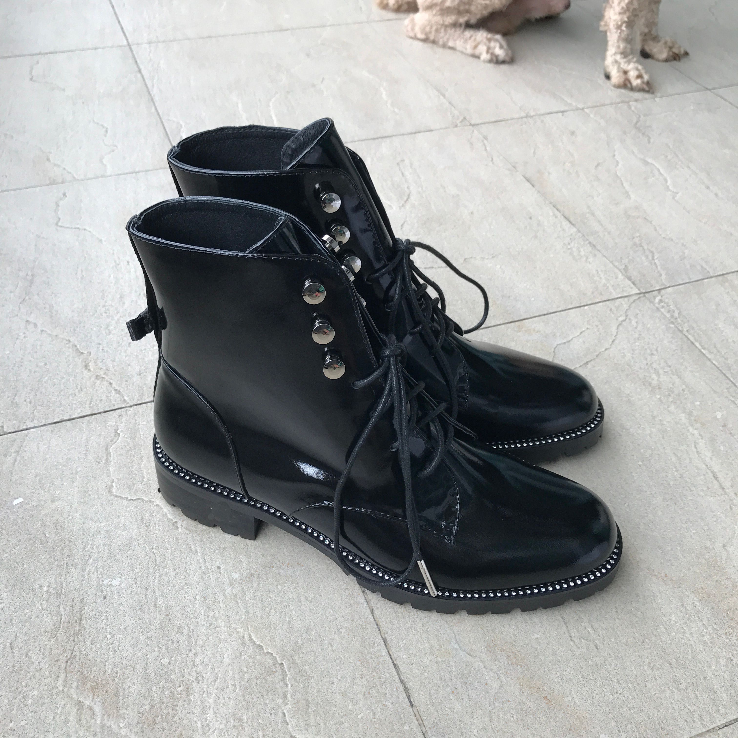 women's lace up biker boots