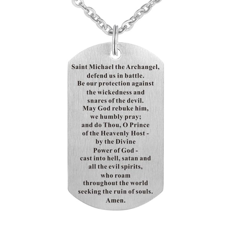 st michael stainless steel necklace