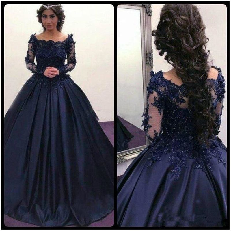dark blue ball dress