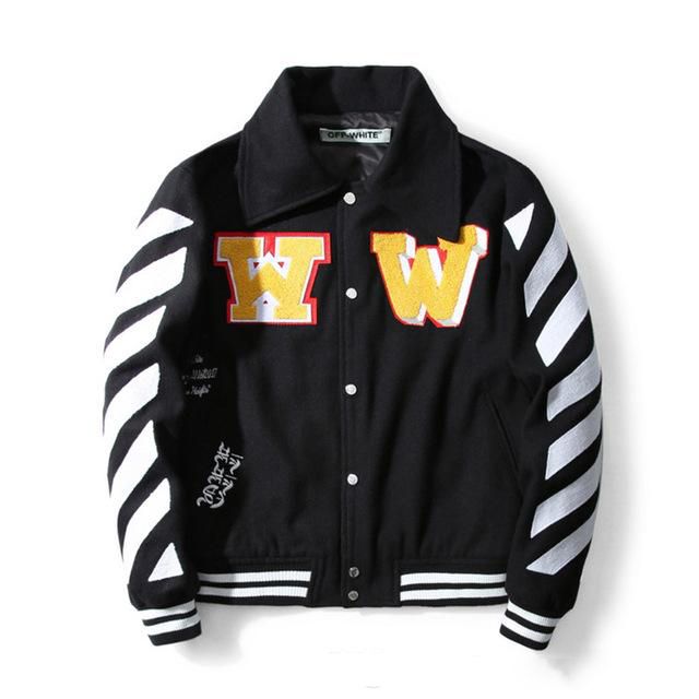 off white baseball jacket