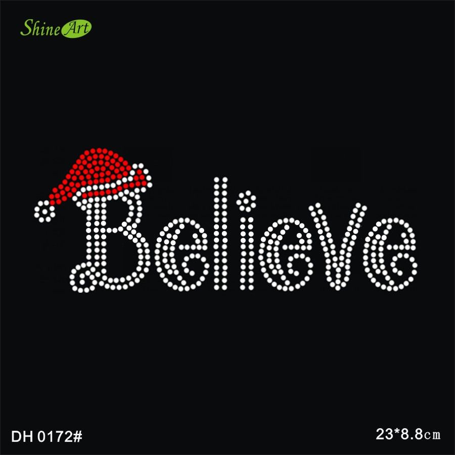 2020 Christmas Hat Believe Letters Wholesale Rhinestone Heat Transfer Design Diy Dh0172 From Dakang 1 02 Dhgate Com
