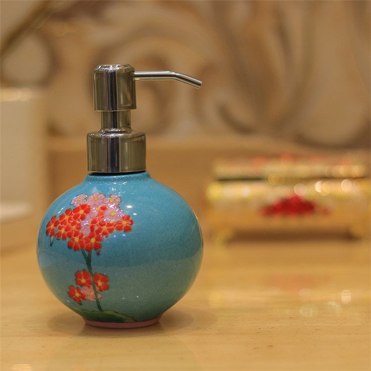 Großhandel 300ML Mode Keramik Handbemalt Seifenspender Ball Form