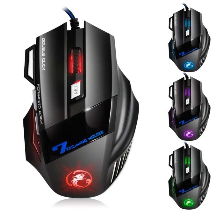 5500DPI LED Optical USB Wired Gaming Mouse 7 Buttons Gamer Computer Mice 7-Color