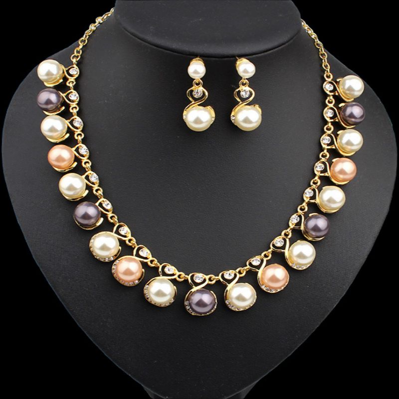 New Fashion Jewelry Set Jewelry Sets With Colorful Nature Pearls Luxury